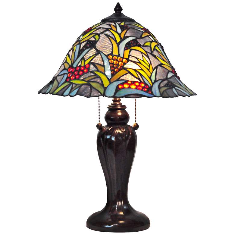 Image 1 Dale Tiffany Benita Tropical Art Glass 2-Light Table Lamp