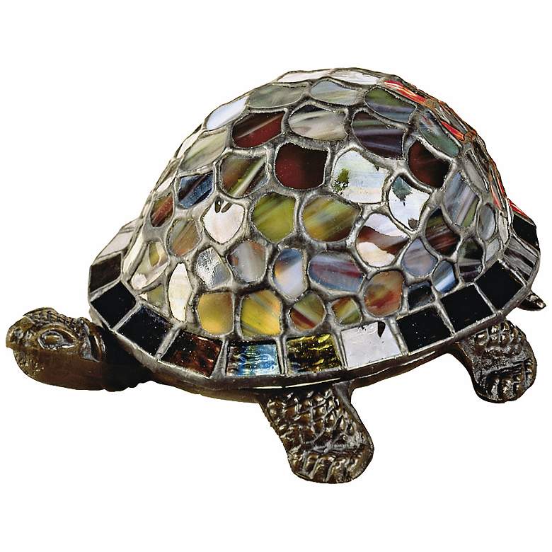 Image 1 Dale Tiffany Blue Turtle 5" High Art Glass Accent Lamp