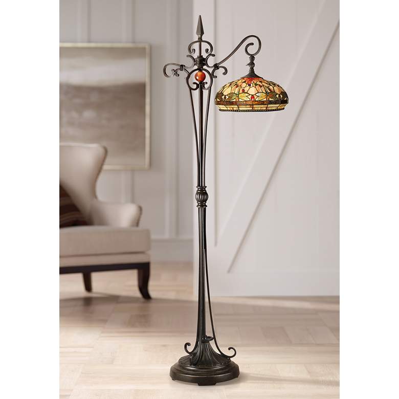 Image 1 Dale Tiffany Briar Dragonfly Glass Downbridge Floor Lamp