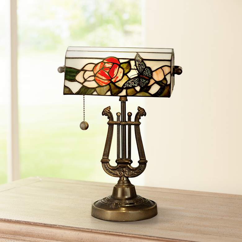 Image 1 Dale Tiffany Broadview Tiffany-Style Banker&#39;s Lamp
