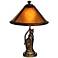 Dale Tiffany Bronze Cat 17" High Accent Lamp with Ginger Mica Shade