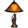 Dale Tiffany Bronze Cat 17" High Accent Lamp with Ginger Mica Shade in scene