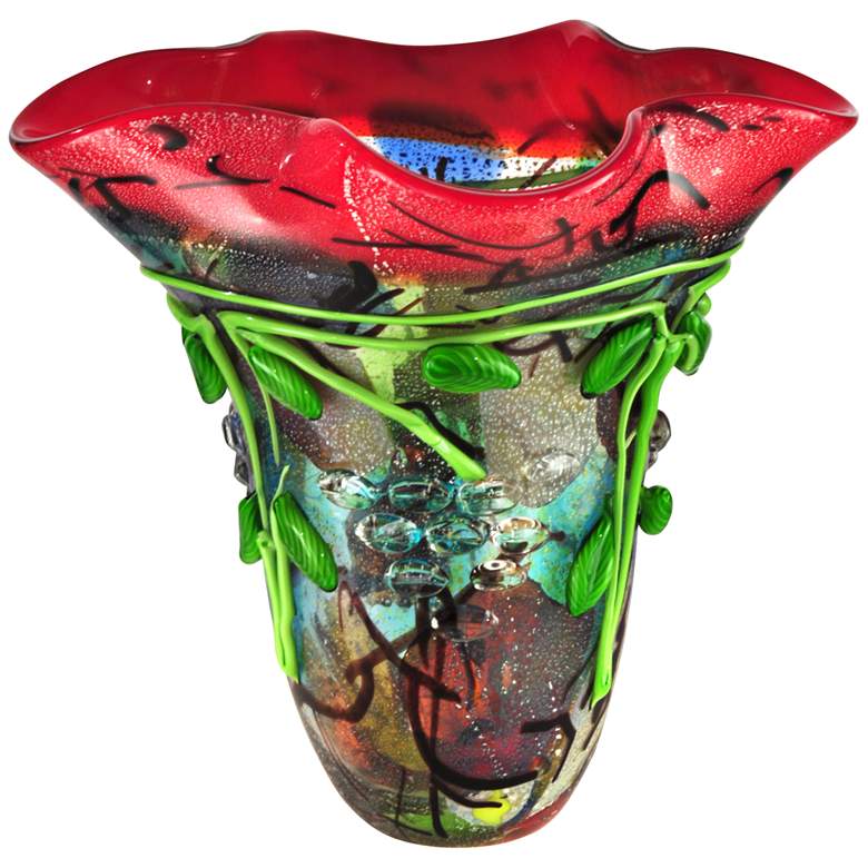 Image 1 Dale Tiffany Creeping Jenny Multi-Color 14"W Art Glass Vase