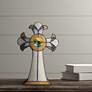 1_Dale Tiffany Cross 9" High Amber Art Glass Tiffany-Style Accent Lamp