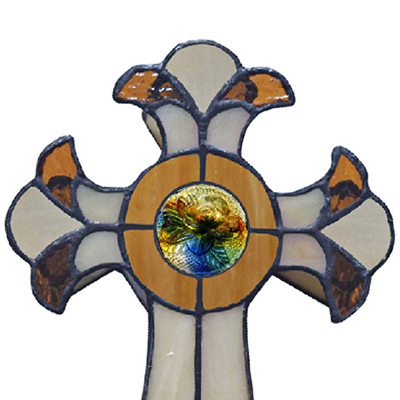 Image 4 Dale Tiffany Cross 9" High Amber Art Glass Tiffany-Style Accent Lamp more views