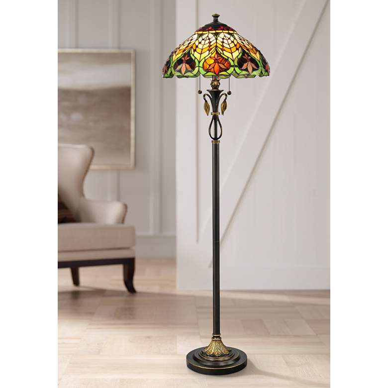 Image 1 Dale Tiffany Danby 60" Pull Chain Tiffany-Style Glass Floor Lamp
