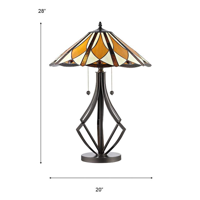 Image 4 Dale Tiffany Diamond Flare Bronze Art Glass Table Lamp more views