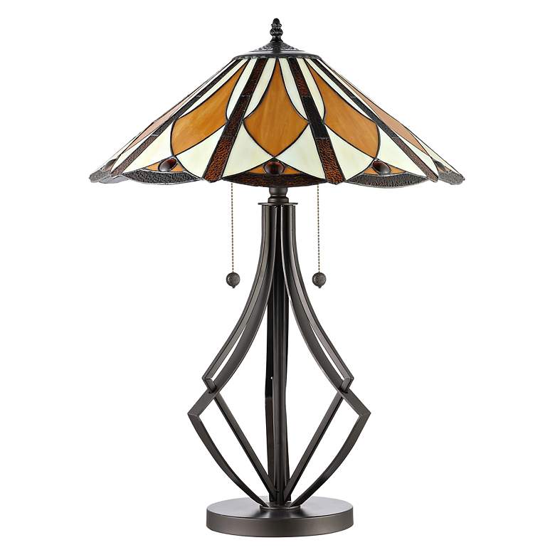 Image 5 Dale Tiffany Diamond Flare Bronze Art Glass Table Lamp more views