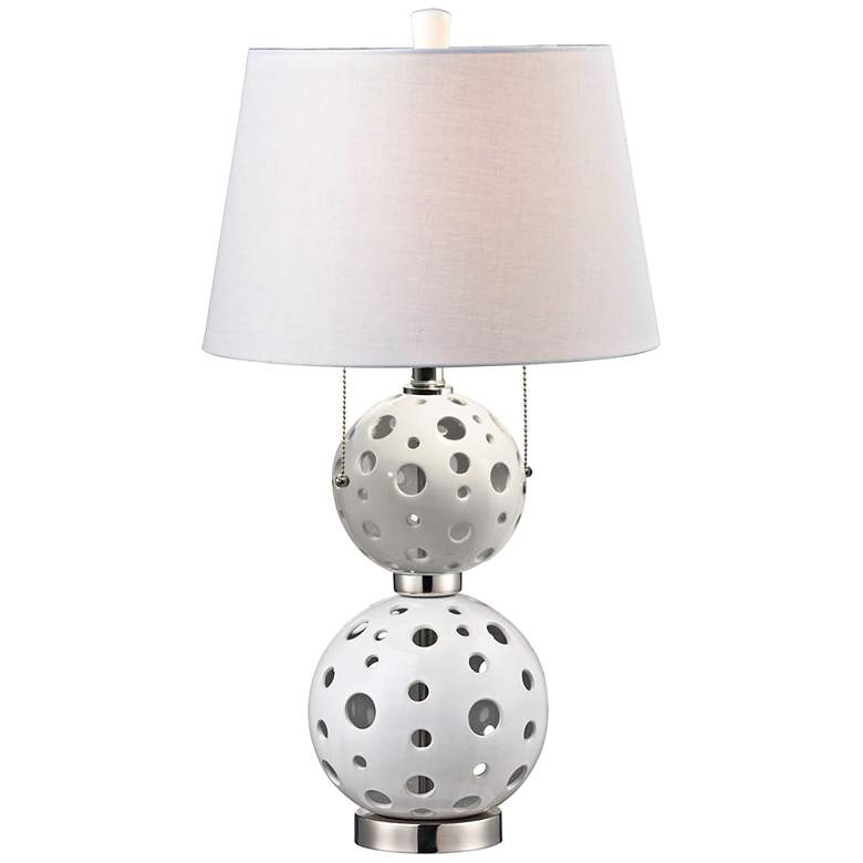 Image 1 Dale Tiffany Encore 27 1/2" Stacked Snowball White Ceramic Table Lamp