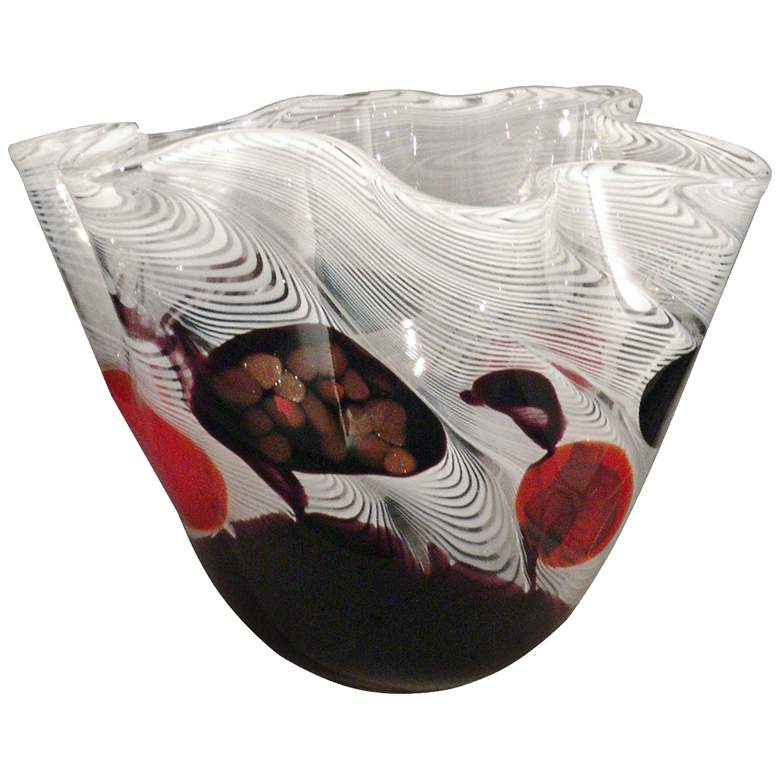 Image 1 Dale Tiffany Feathers Multi-Color White Art Glass Bowl
