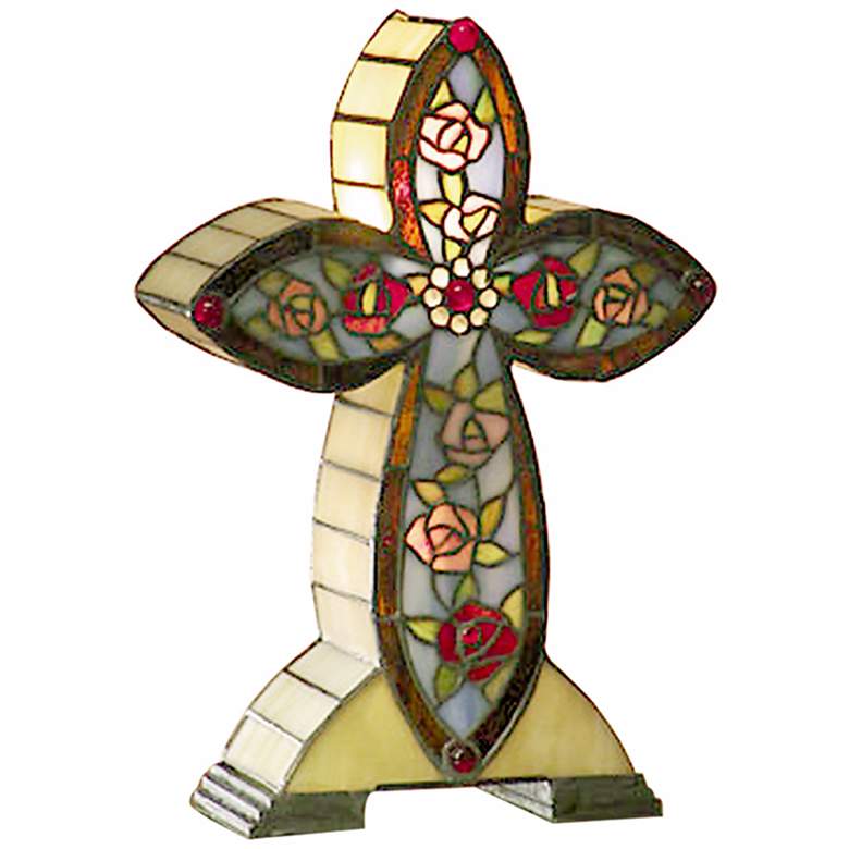 Image 1 Dale Tiffany Flaura 12 1/2" High Art Glass Cross Accent Lamp