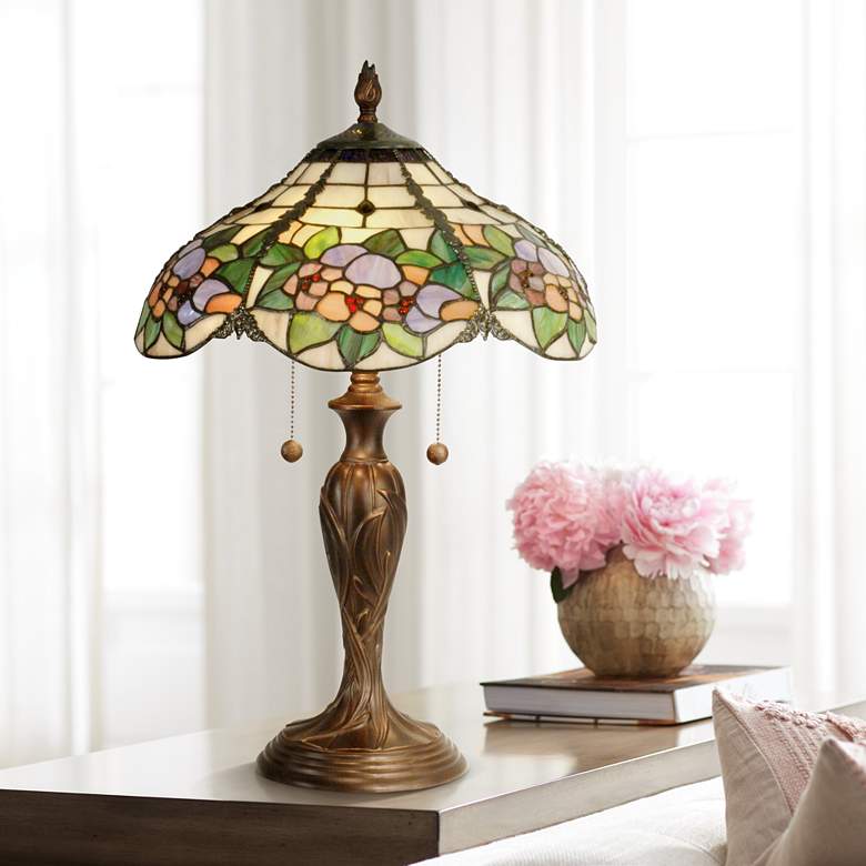 Image 1 Dale Tiffany Floral Garden 23" High Art Glass Tiffany-Style Table Lamp