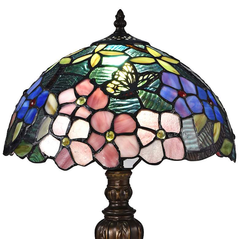 Image 3 Dale Tiffany Fox Peony 19 inch High Bronze Tiffany-Style Accent Table Lamp more views
