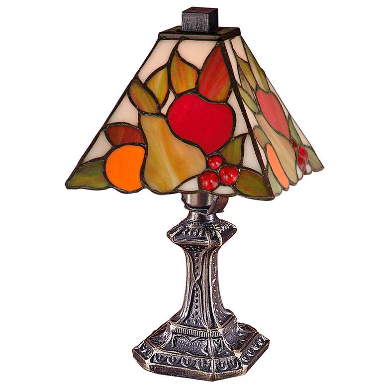 Image 2 Dale Tiffany Fruit 11"H Antique Brass Art Glass Table Lamp