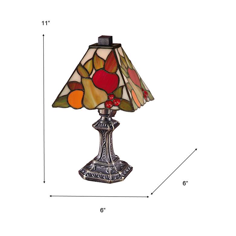 Image 3 Dale Tiffany Fruit 11"H Antique Brass Art Glass Table Lamp more views
