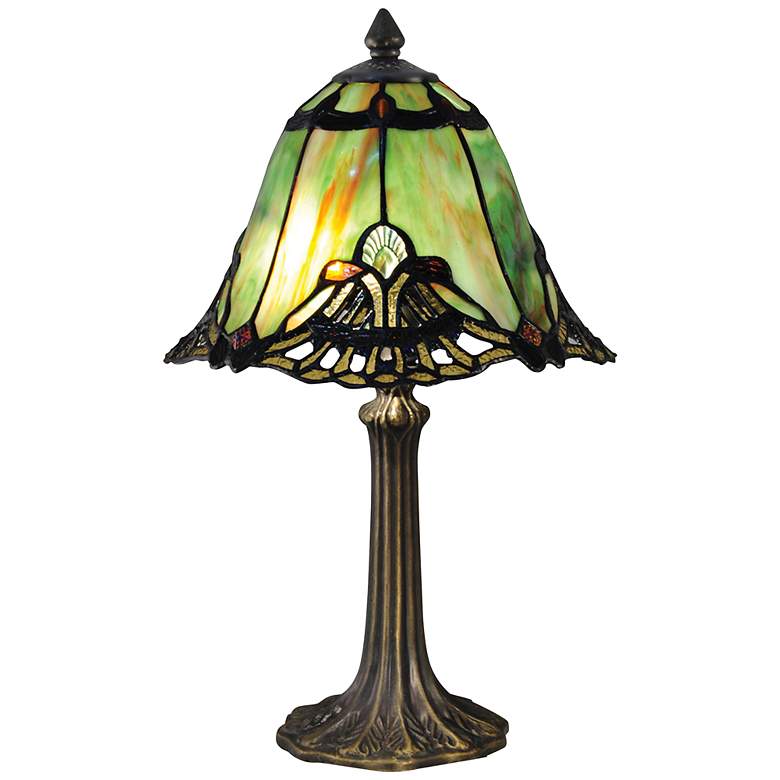Image 2 Dale Tiffany Haiawa 16"H Brass and Green Accent Table Lamp