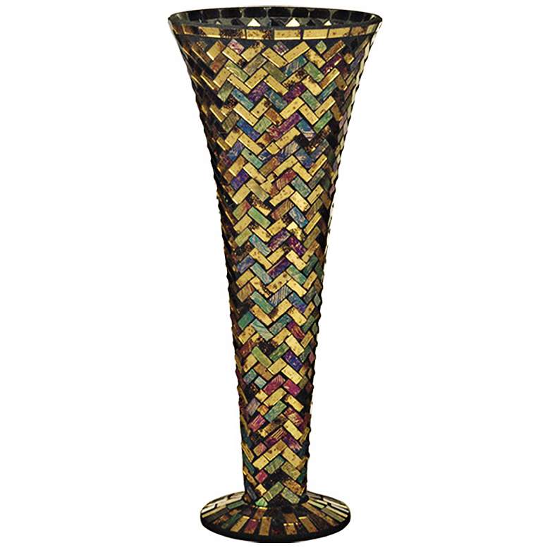 Image 1 Dale Tiffany Herringbone Small Mosaic Art Glass Vase