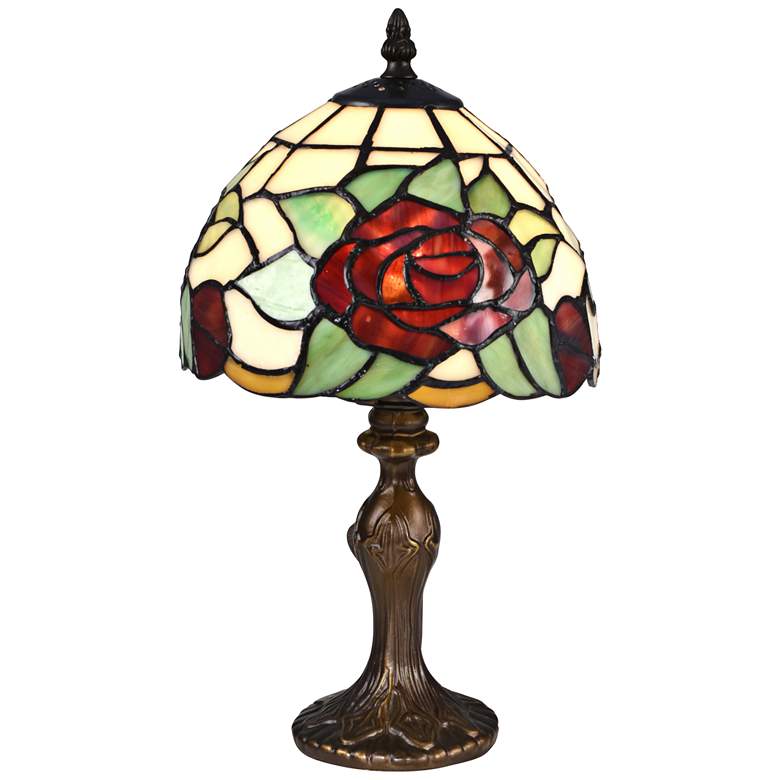Dale Tiffany Indian Rose 14 1/2&quot; High Bronze Tiffany-Style Table Lamp