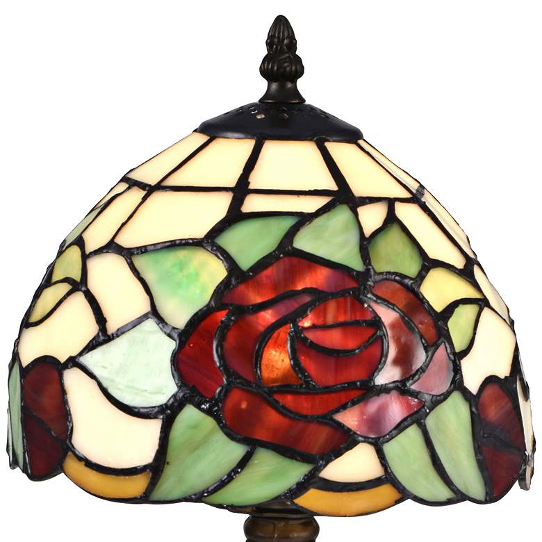 Image 3 Dale Tiffany Indian Rose 14 1/2 inch High Bronze Tiffany-Style Table Lamp more views