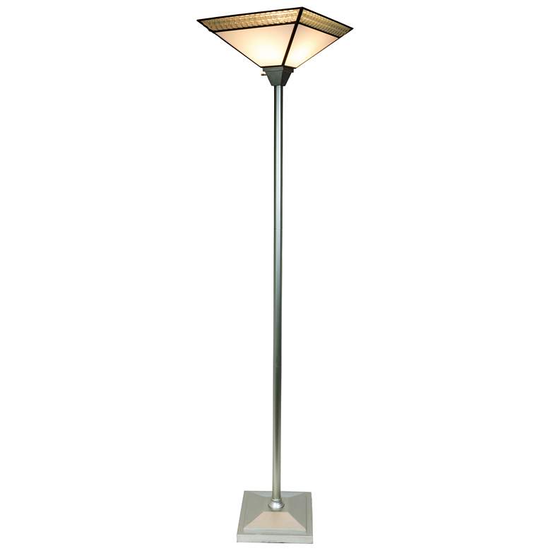 Image 1 Dale Tiffany Leonetto 72 inch High Fused Art Glass Torchiere Floor Lamp