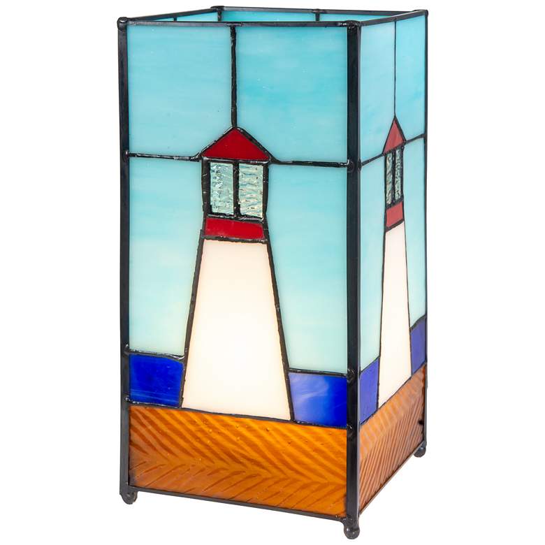 Image 1 Dale Tiffany Lighthouse 10" Tall Tiffany Uplight Accent Lamp