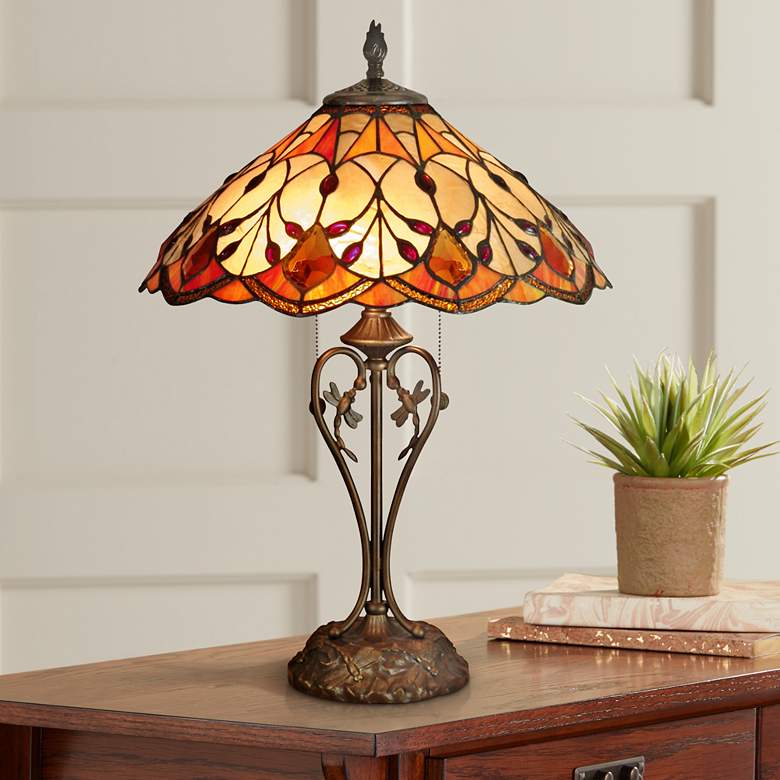 Image 1 Dale Tiffany Marshall 23 3/4" High Tiffany-Style Art Glass Table Lamp