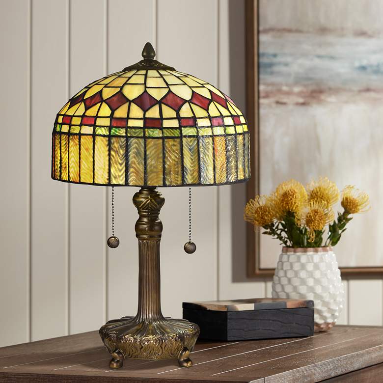 Image 1 Dale Tiffany Mayor Island 19 1/2" Bronze Tiffany-Style Accent Lamp