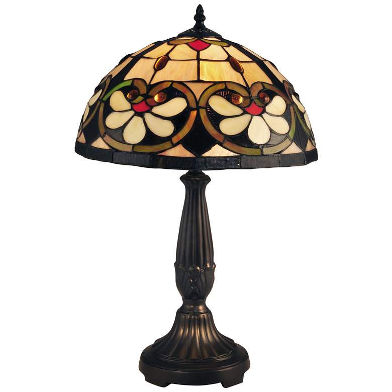 Image 1 Dale Tiffany McCartney White Floral Art Glass Table Lamp