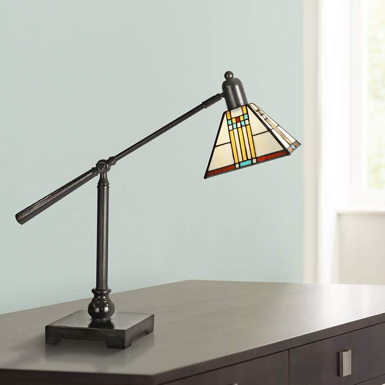Image 1 Dale Tiffany Mission Bank Tiffany-Style Adjustable Desk Lamp