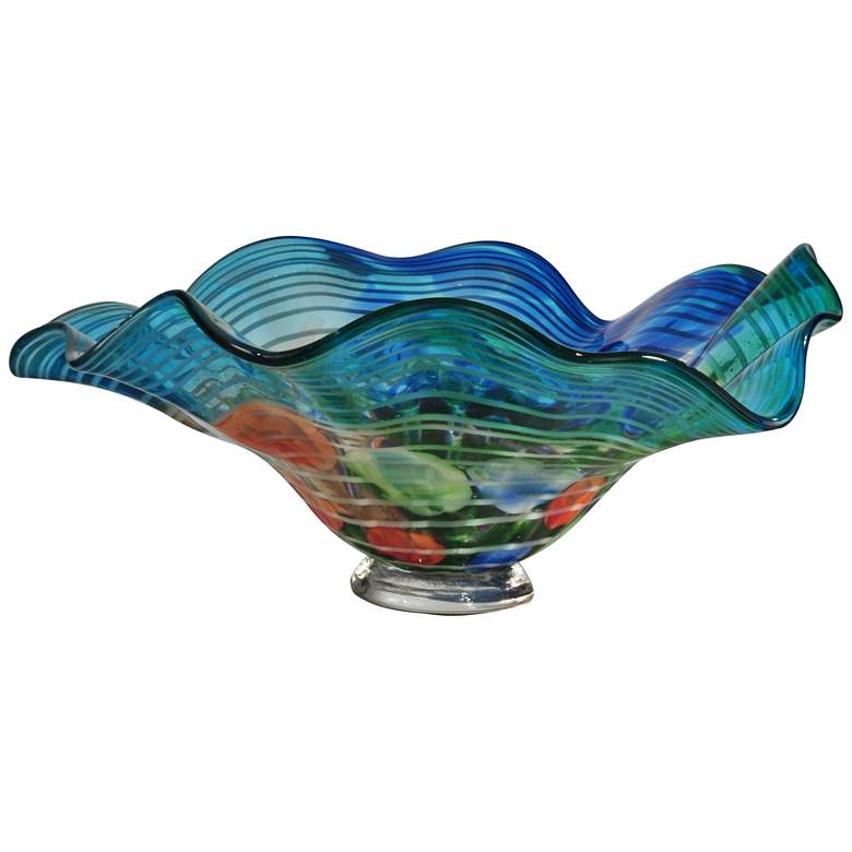 Image 1 Dale Tiffany Newport Heights Multi-Color Blue Glass Bowl