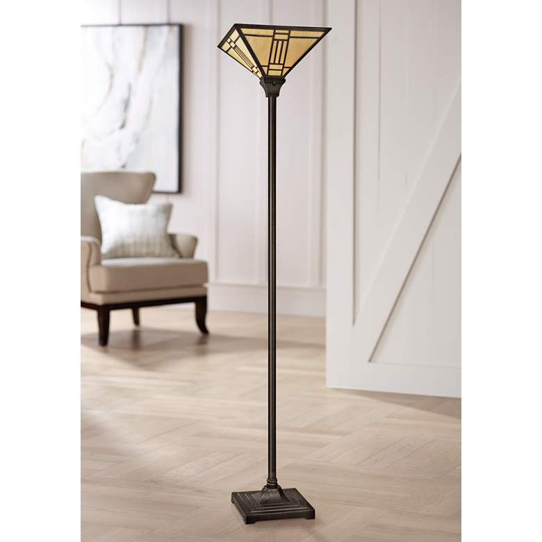 Image 1 Dale Tiffany Noir Art Glass Torchiere Floor Lamp