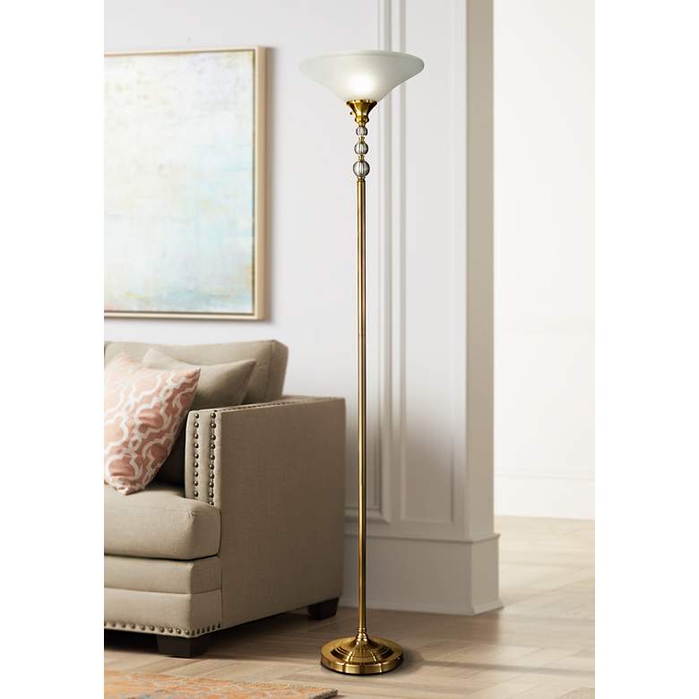 Image 1 Dale Tiffany Optic Antique Brass Torchiere Floor Lamp