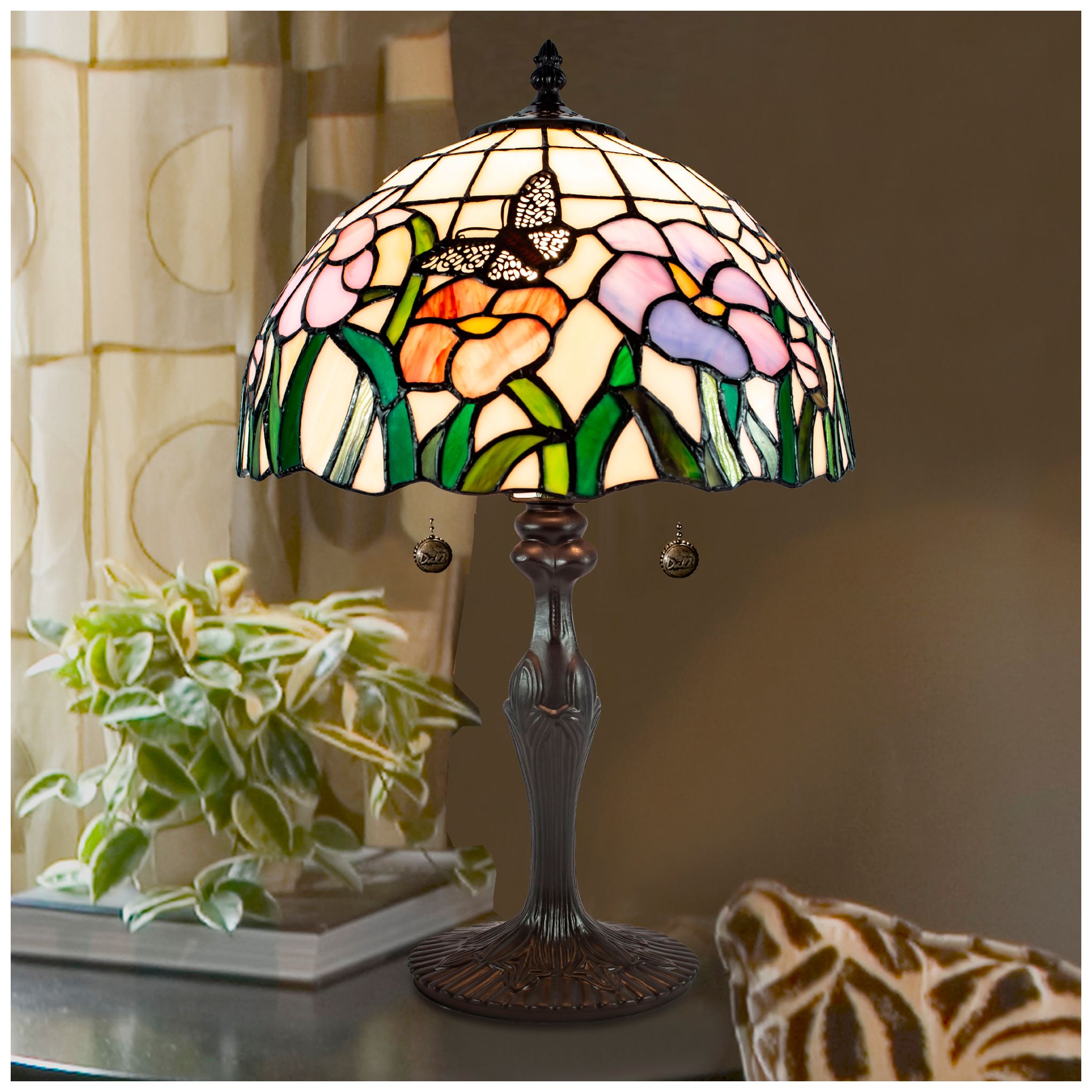 Image 3 Dale Tiffany Pazio 19 1/2"H ‎Bronze Floral Butterfly Table Lamp more views