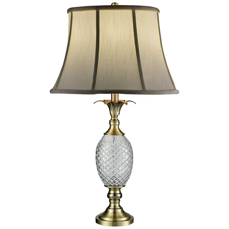 Image 1 Dale Tiffany Pineapple Antique Brass and Crystal Table Lamp