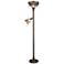 Dale Tiffany Pink Peony Torchiere Floor Lamp with Side Light