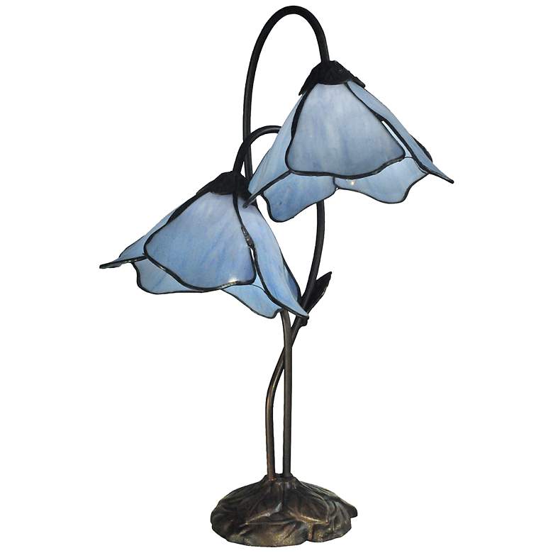 Image 2 Dale Tiffany Poelking Blue Lily 21" High Glass 2-Light Accent Lamp