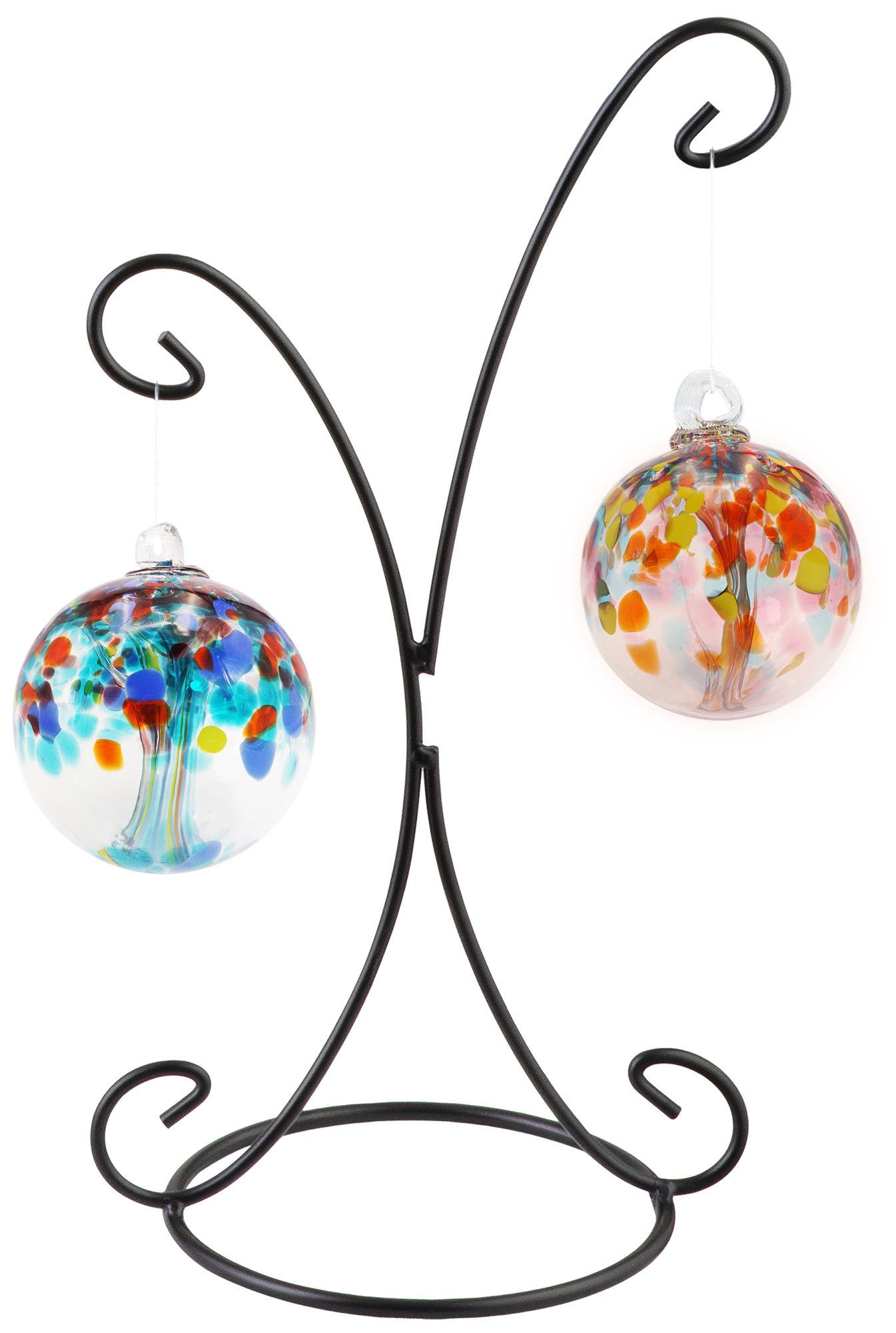 Image 2 Dale Tiffany Rainbow Tree of Life 2 4" Hand Blown Glass Balls with Stand