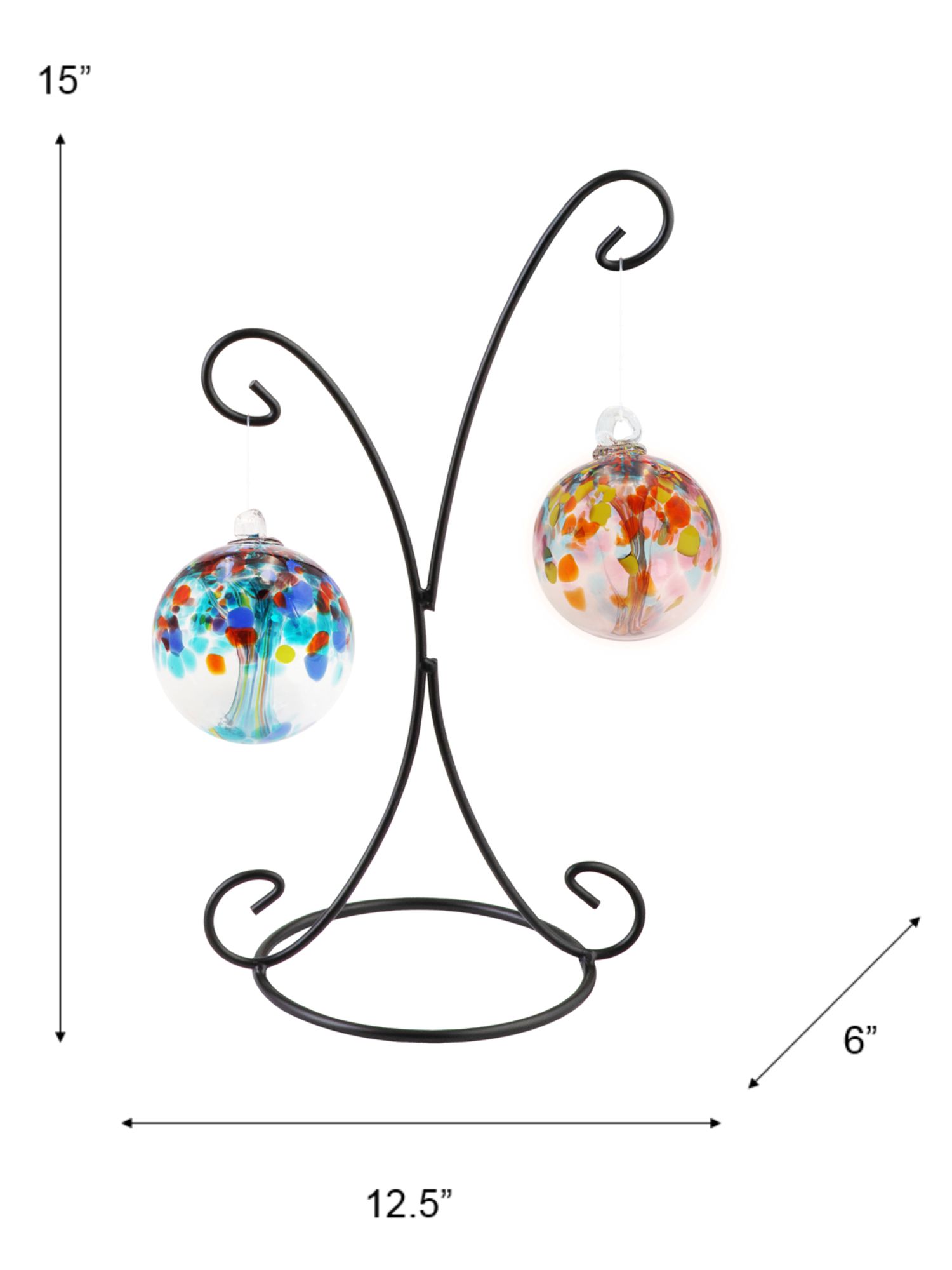 Image 4 Dale Tiffany Rainbow Tree of Life 2 4" Hand Blown Glass Balls with Stand more views