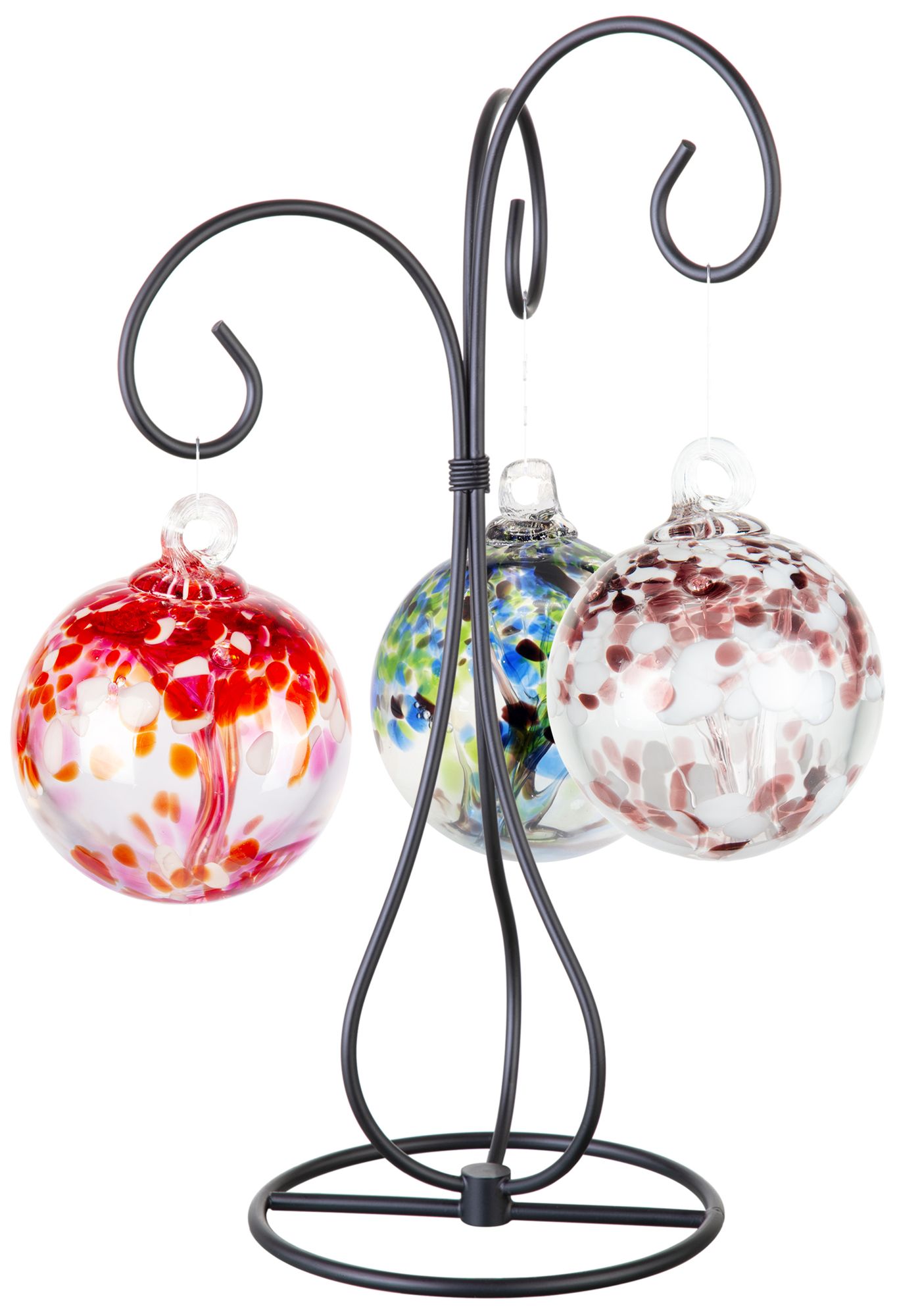 Image 2 Dale Tiffany Rainbow Tree of Life 3 4" Hand Blown Glass Balls with Stand