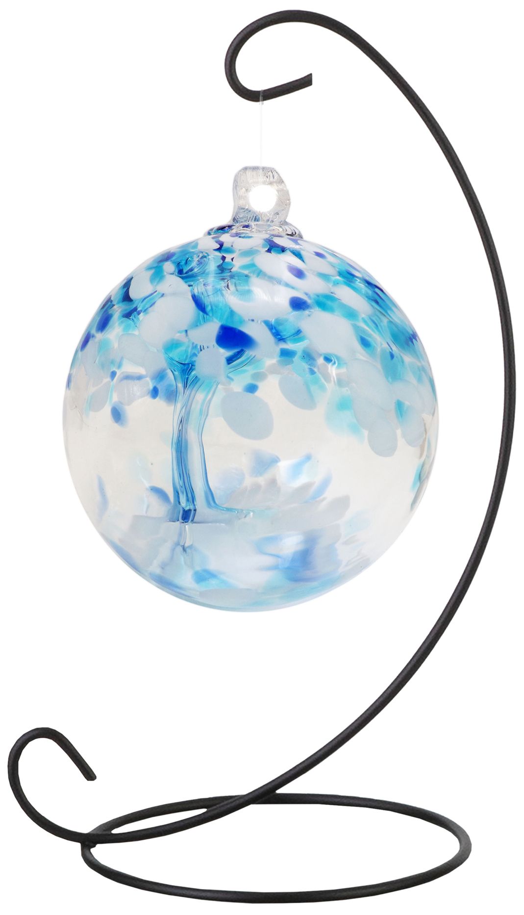 Image 2 Dale Tiffany Rainbow Tree of Life 3" Aqua Hand Blown Glass Ball with S