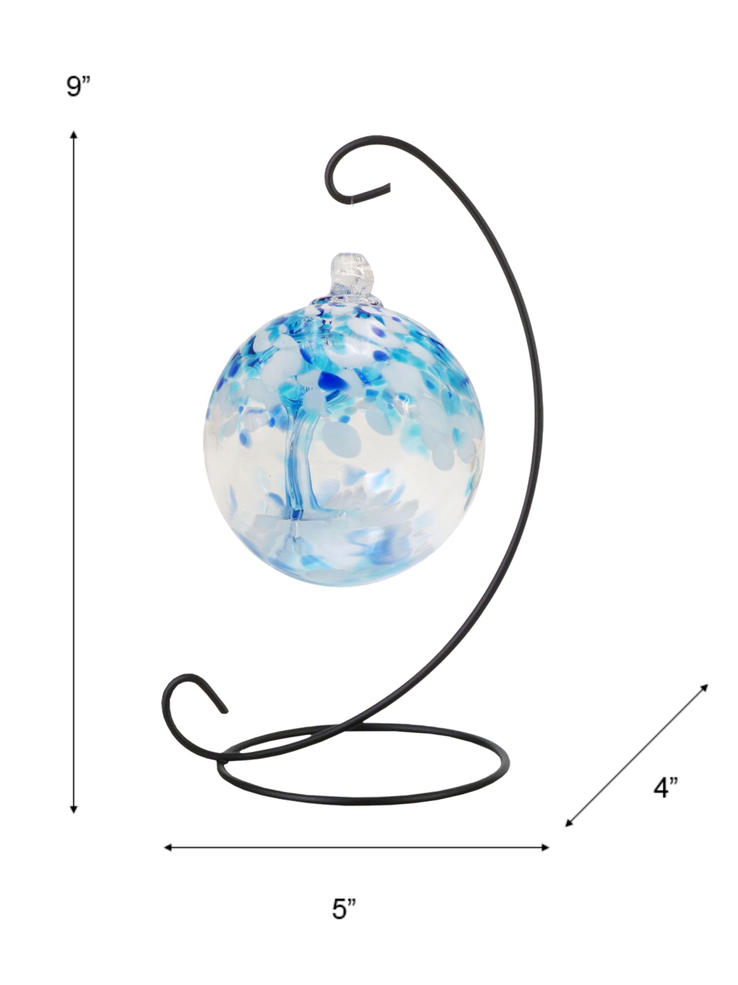 Image 4 Dale Tiffany Rainbow Tree of Life 3" Aqua Hand Blown Glass Ball with S more views