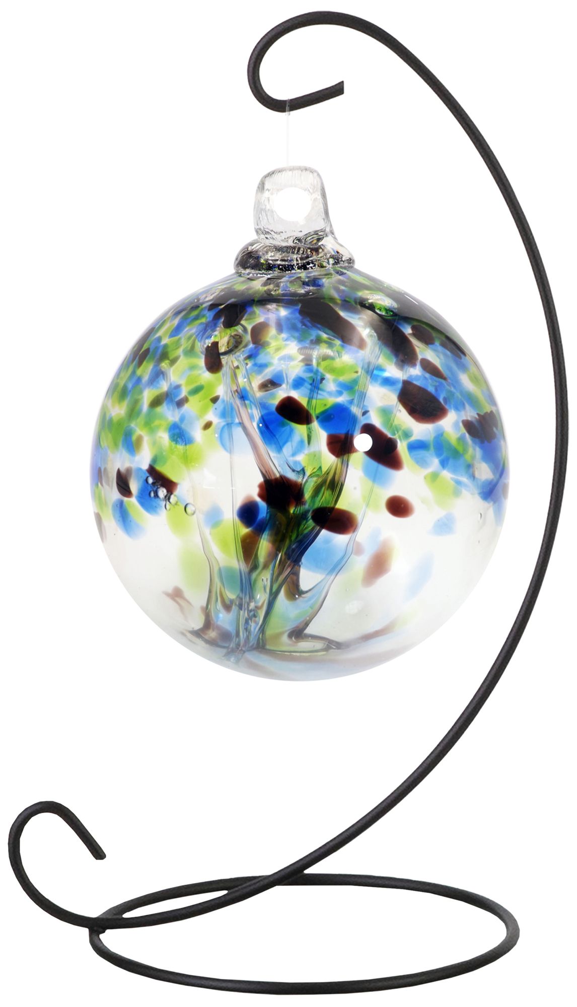 Image 2 Dale Tiffany Rainbow Tree of Life 3" Mystic Hand Blown Glass Ball and Stand