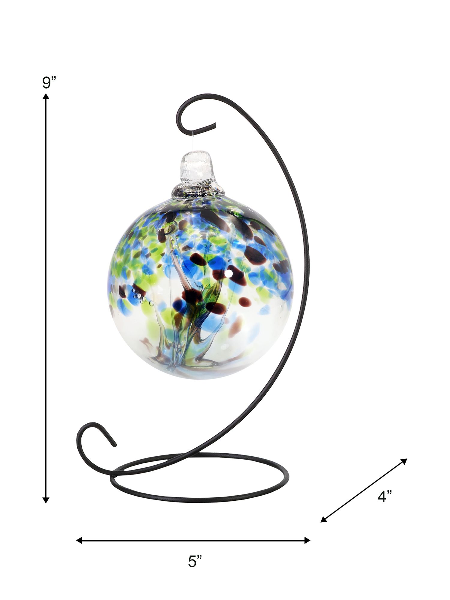 Image 4 Dale Tiffany Rainbow Tree of Life 3" Mystic Hand Blown Glass Ball and Stand more views