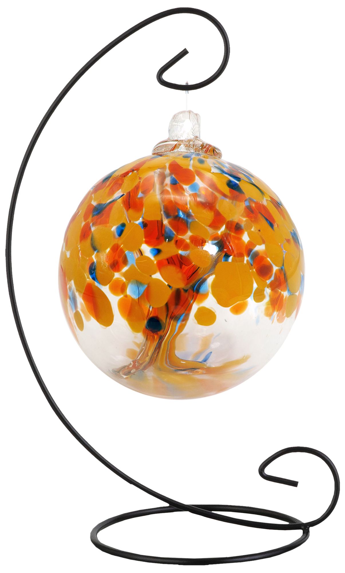 Image 2 Dale Tiffany Rainbow Tree of Life 4 " Aura Hand Blown Glass Ball with Stand