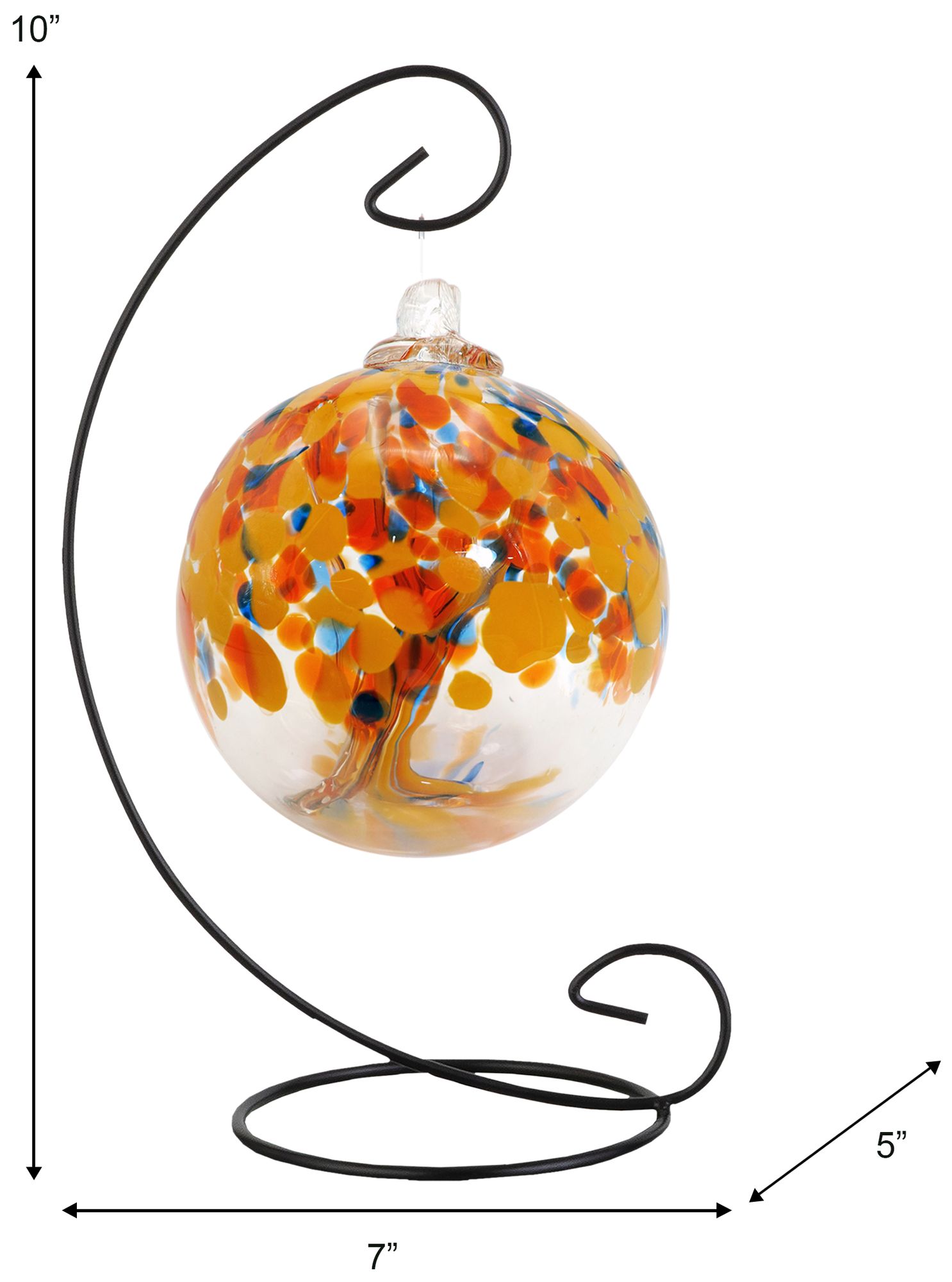 Image 3 Dale Tiffany Rainbow Tree of Life 4 " Aura Hand Blown Glass Ball with Stand more views