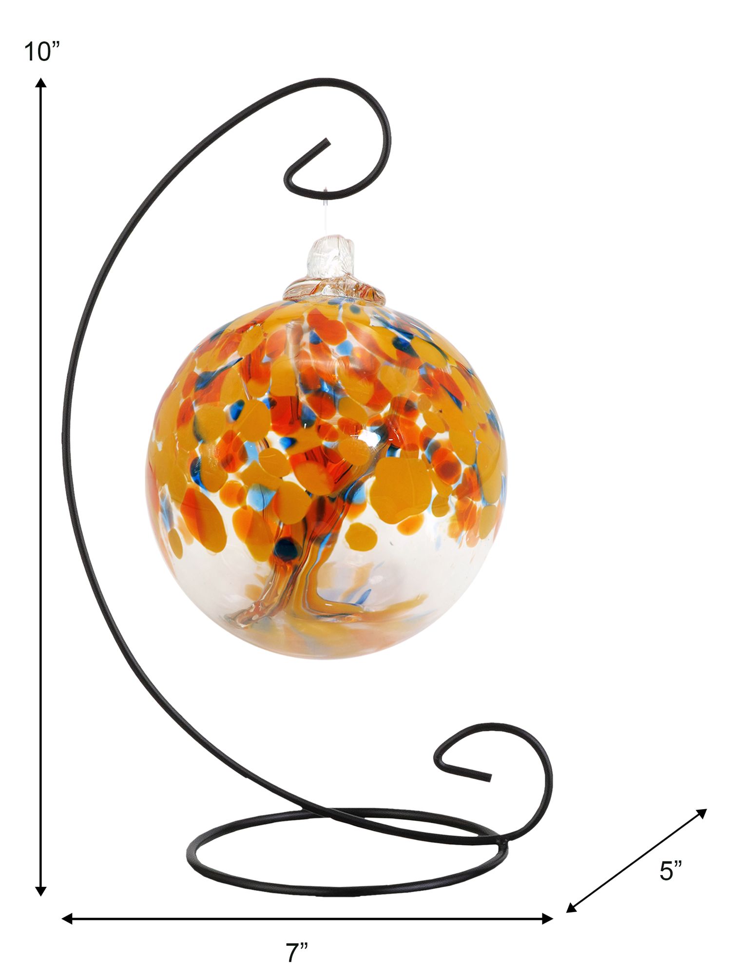 Image 4 Dale Tiffany Rainbow Tree of Life 4 " Aura Hand Blown Glass Ball with Stand more views