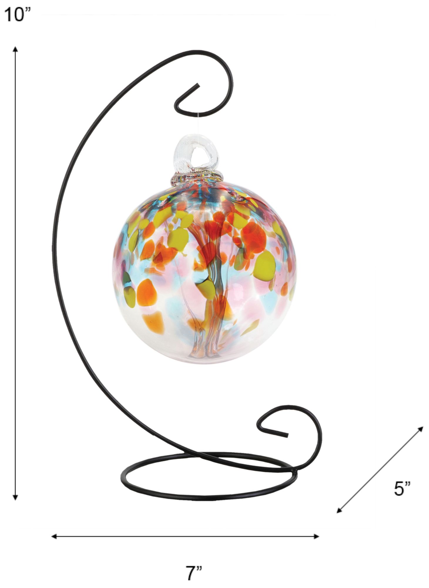 Image 3 Dale Tiffany Rainbow Tree of Life 4" Eden Hand Blown Glass Ball with Stand more views