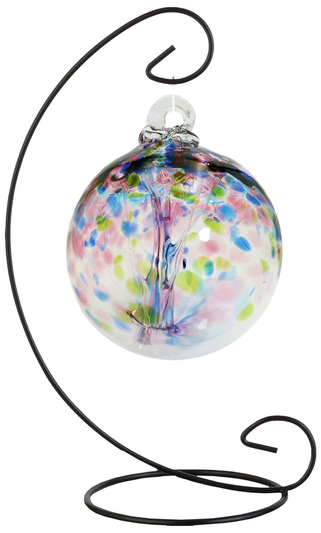Image 2 Dale Tiffany Rainbow Tree of Life 4" Hope Hand Blown Glass Ball with Stand