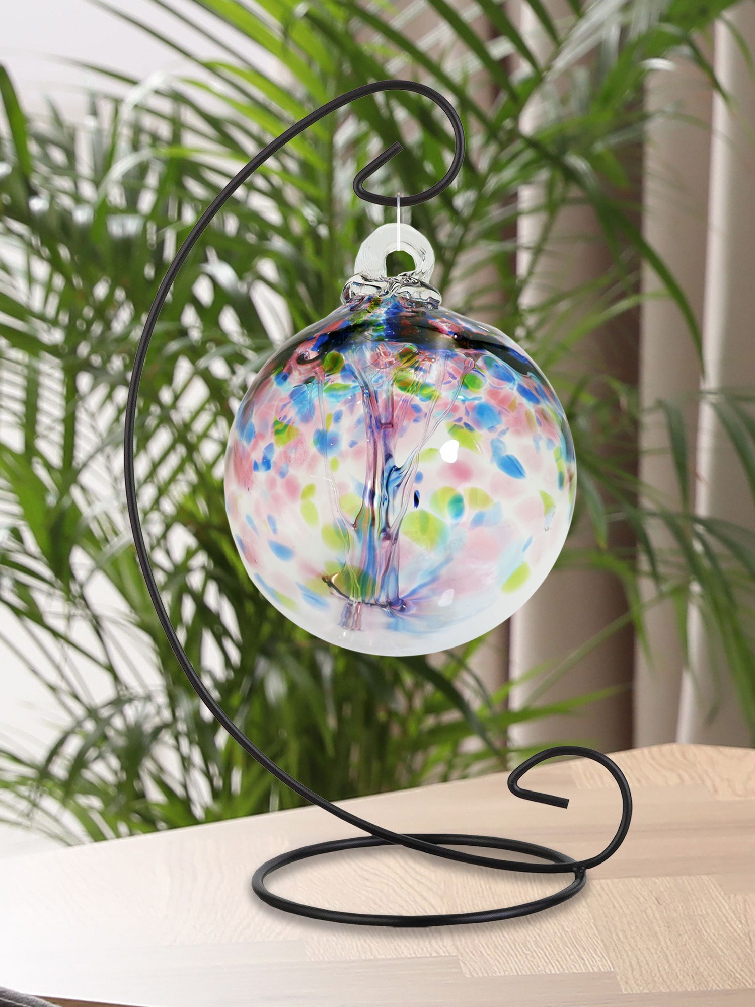 Image 3 Dale Tiffany Rainbow Tree of Life 4" Hope Hand Blown Glass Ball with Stand more views
