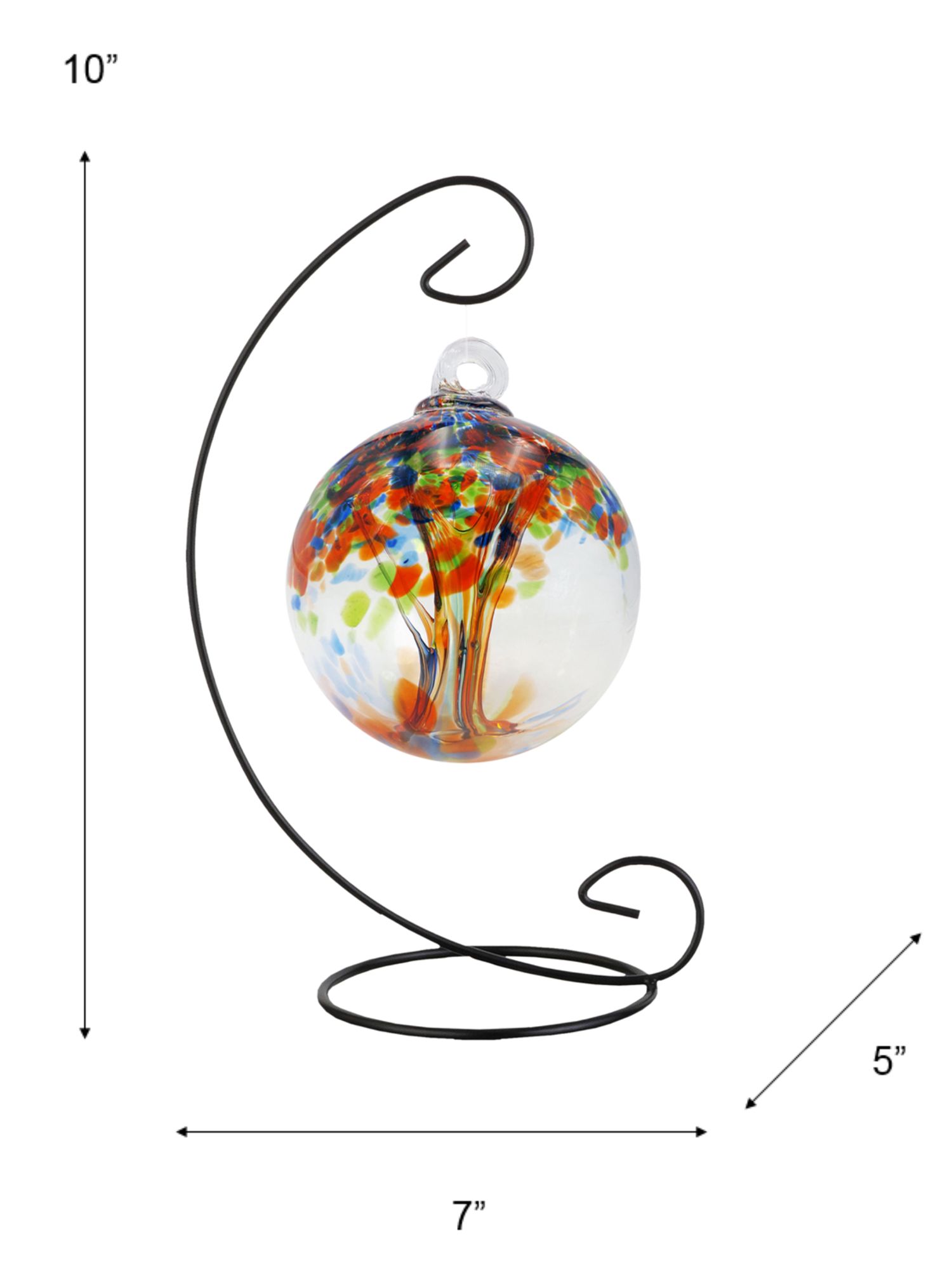 Image 4 Dale Tiffany Rainbow Tree of Life 4" Royal Hand Blown Glass Ball with Stand more views